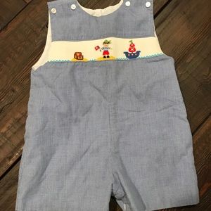 Petit Bebe 18m pirate smocked outfit